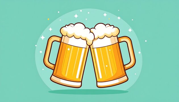 Two beer mugs clinking