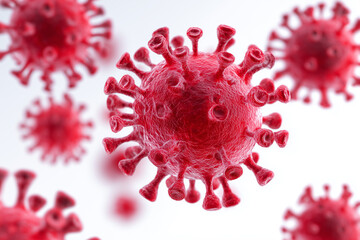 Red virus model viral infection, isolated on white background.