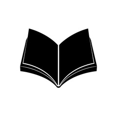 open book icon black silhouette vector illustration on transparent background