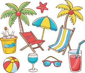 Vibrant Beach Vacation Still Life With Summer Essentials For Relaxation and Enjoyment in a Tropical Paradise