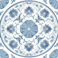 A seamless Chinese porcelain pattern with blue and white floral motifs. Great for packaging, tableware, and cultural decorative branding.