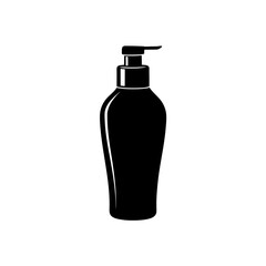 shampoo bottle icon black silhouette vector illustration on transparent background