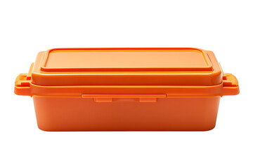 Bright Orange Plastic Container Box with Lid on transparent background