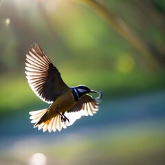 Fototapeta premium Bird in Flight: Sunlight Illuminating Wings, Nature's Beauty