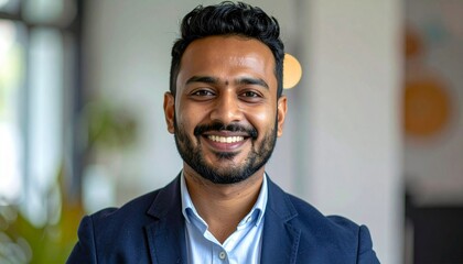 Obraz premium Young 30s Asian businessman or employee, head shot. Professional occupation person, career growth, freelancer portrait concept. 
