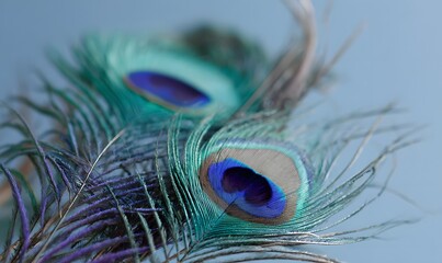 Fototapeta premium close-up of peacock feathers, showcasing their vibrant colors and intricate pattern
