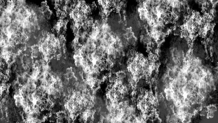 Abstract textured smoke clouds on black background, atmospheric fog and vapor texture for digital art, graphic design, posters, banners, covers, overlays and creative visual projects