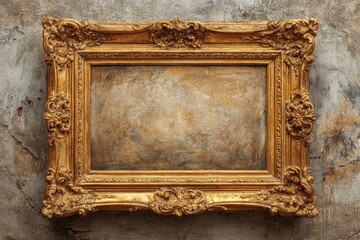 Ornate golden frame surrounds a textured surface, creating a vintage or antique appearance suggesting preservation or restoration