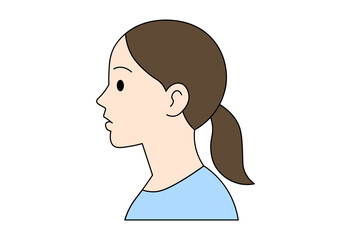 Comparison of female side profiles showing overbite and normal alignment, medical dental orthodontic illustration for healthcare and educational use