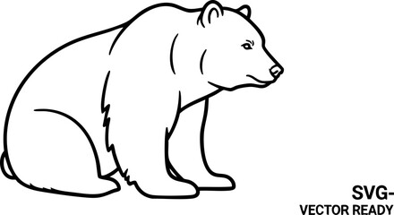 Majestic bear outline in bold black lines, a powerful symbol of nature and wilderness, perfect for striking designs and impactful branding.