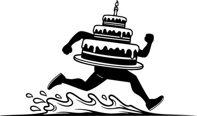 Celebrate success with a dynamic running birthday cake, symbolizing speed, achievement, and joyous celebration in a fun, energetic design.