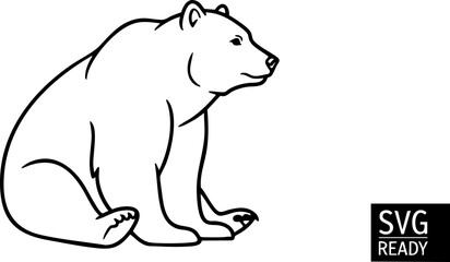 Majestic bear seated profile outline, symbolizing strength, nature, and wilderness exploration for impactful designs.