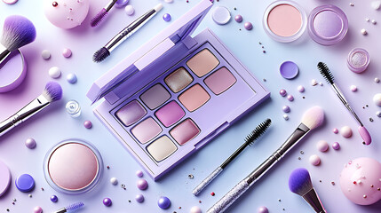 A cute cosmetic-themed background, perfect for use as a decorative backdrop or wallpaper.