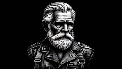 Fototapeta premium Distinguished veteran in decorated uniform reflecting on service