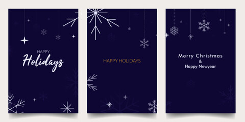 Christmas and Holiday Card Templates with Snowflakes Ornaments with Copy Space