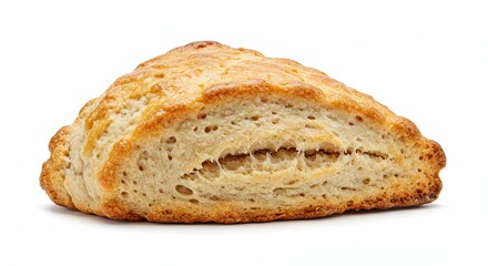 Golden Brown Scone on White Background.