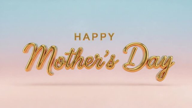 Happy Mothers Day Golden Text on a Soft Gradient Background