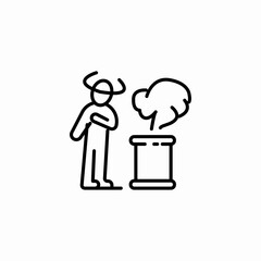 person sniffing smoke icon sign vector