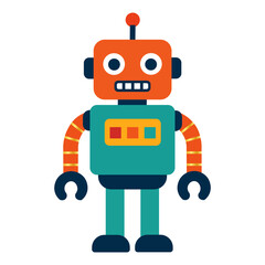 Colorful vector robot character cartoon white background