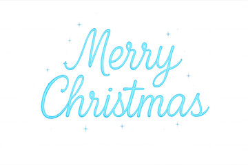 Merry christmas neon sign lettering illuminating holiday greetings, transparent background
