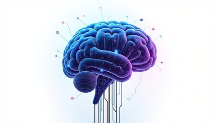 "Futuristic AI Brain Technology Concept – Digital Neural Network, Artificial Intelligence, Cyber Brain Illustration in Ultra HD 8K"