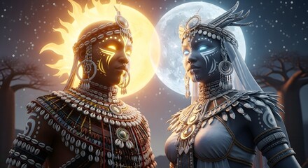 African Mythology Sun and Moon Spirits
