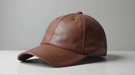 Fototapeta premium Stylish brown baseball cap with sleek design perfect for fashion accessories advertising or modern lifestyle product presentation visuals