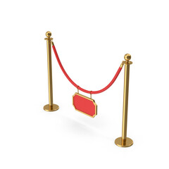 Golden rope barrier with red velvet cord and sign