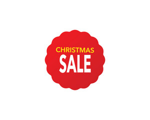Red Christmas sale banner isolated on white background.