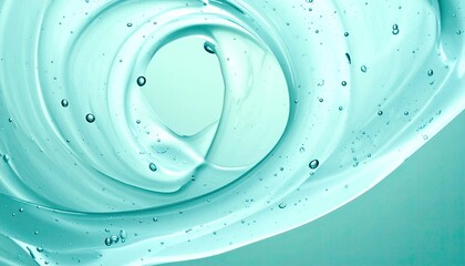 Swirling translucent turquoise gel with subtle bubbles, soft lighting, macro shot