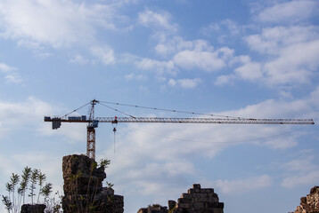construction site with crane and sky
