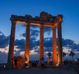Temple of Apollo, Side, Turkey, view of night
