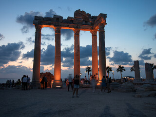 Temple of Apollo, Side, Turkey, view of night