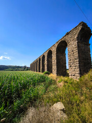 Well-Preserved Arches of the Roman Aqueduct in Aspendos in Antalya 