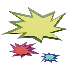 Cartoon Starburst Shapes with Transparent Background in Green Yellow Purple Red and Teal