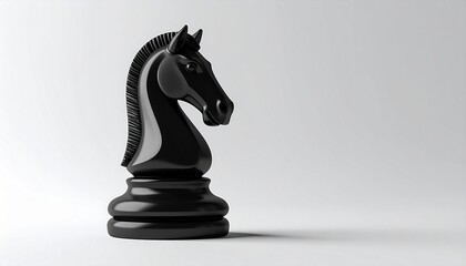 An isolated black knight chess piece 3d render resembling, a figure central to the game strategy