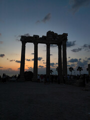 Temple of Apollo, Side, Turkey, view of night