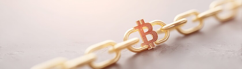 Digital Economy Examples in Modern Business, Blockchain icon integrated into a stylish chain link design, symbolizing digital currency.