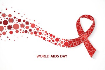 World AIDS Day Red Ribbon Made of Dots: Symbol of Hope, Awareness, and Support Worldwide

