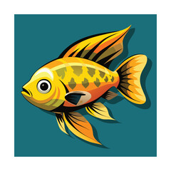 Golden Fish with Orange Fins and Black Markings aquatic