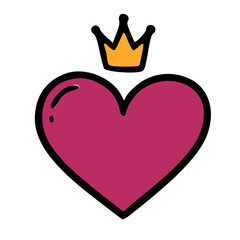 Romantic heart with royal crown design