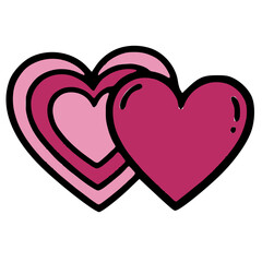 Cute outline of two hearts together