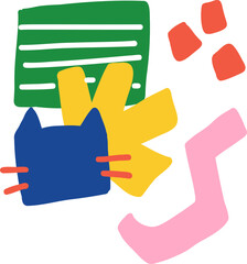 A playful cat engaged with colorful yarn, suitable for pet, animal, or playful activity illustrations.