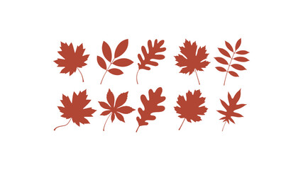 Red autumn leaves vector illustration set for fall design, seasonal decoration, thanksgiving, harvest festival, nature graphics, foliage artwork, and botanical creative projects.
