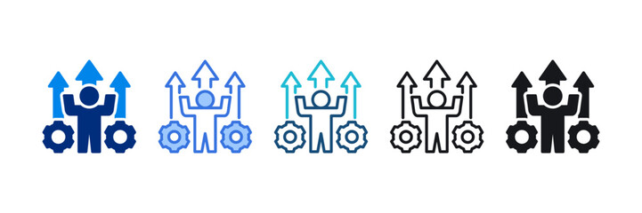 Skill Development Icon Set Multiple Style Vector Illustration 