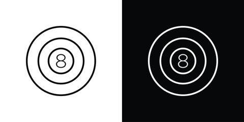 Pool 8 ball icon. Thin linear vectors pack