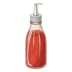 Plastic squeeze bottle for ketchup with transparent body and clear nozzle