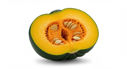 Acorn Squash Half Isolated on White Background.