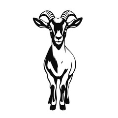 Goat silhouette illustration, farm animal vector, wild mountain goat drawing, livestock graphic art, domestic nature symbol design