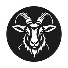 Goat head illustration, farm animal portrait, mountain goat drawing, livestock head vector, wild goat face design in graphic art style